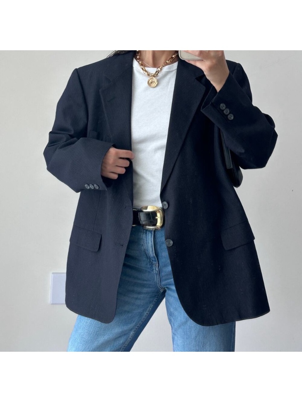 Vintage 100% Wool Navy oversized blazer Eddie Bauer